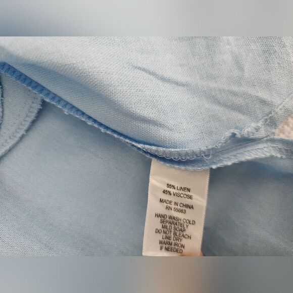 FOR CYNTHIA dress linen viscose blend side pockets belted short sleeve - Picture 12 of 13